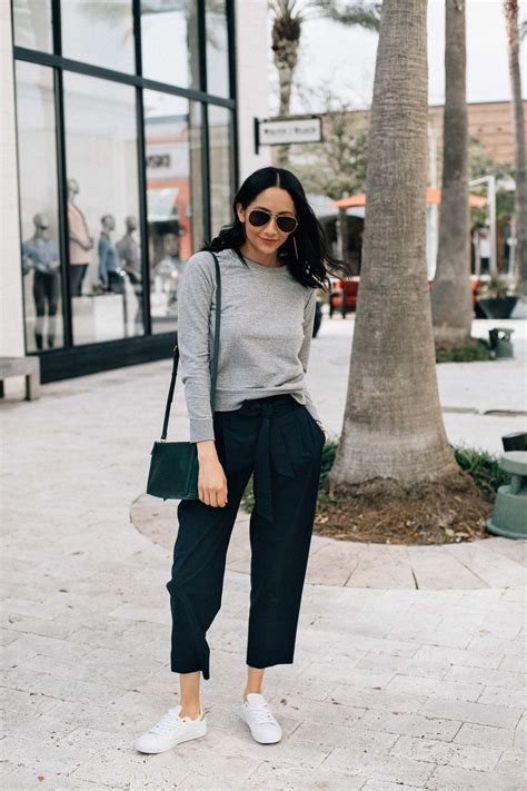 how to wear slacks with sneakers
